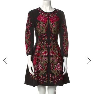 Roberto Cavalli Black Dress with Pink Embroidery